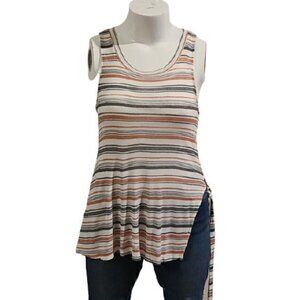 [Hummingbird] Striped Tank Top with slit - Size L
